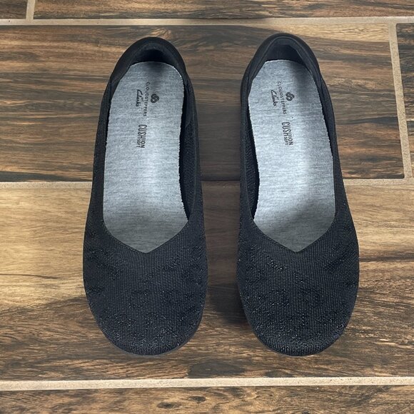 Clarks Carly Wish Womens 7.5 Shoes Black Tiger Print Slip On Cloudsteppers Flats - Picture 11 of 12